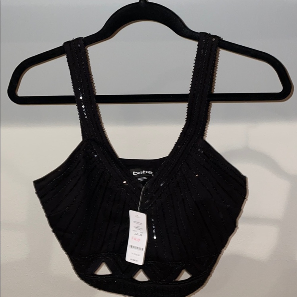 NWT Bebe Crop Top with Sequin Detail